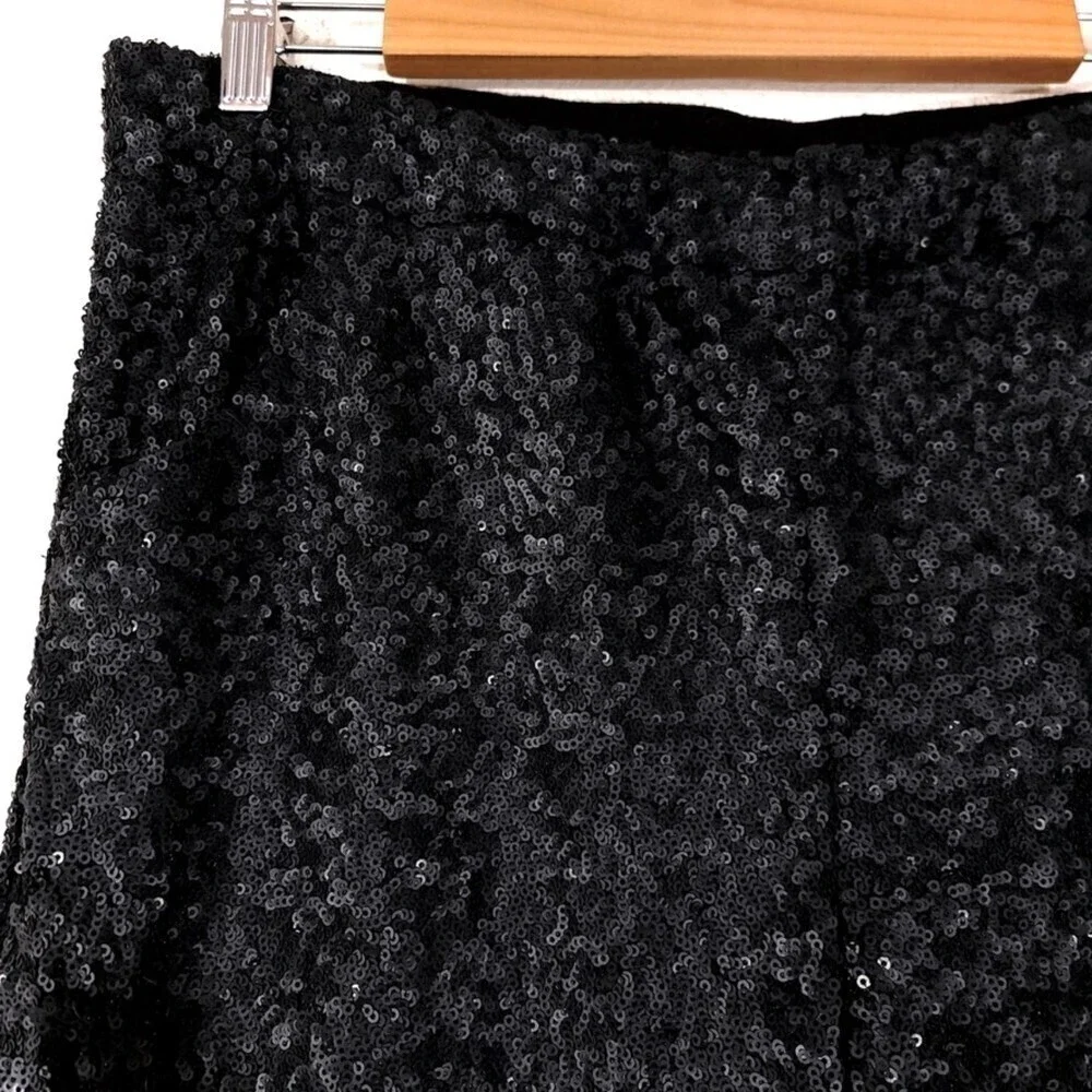 FREE PEOPLE Sequin Party Trouser Ankle Cropped Pull On Pants Black Small y2k